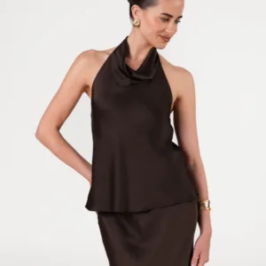 Carmen Backless Halterneck Top | Cocoa Soleil